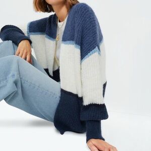 Z Supply True Navy Jones Colorblock Stripe Cardigan Sz M